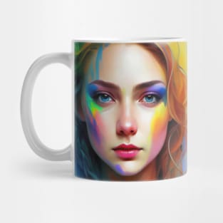Rainbow girl, Colorful portrait, Rainbow colors, Vibrant personality Mug